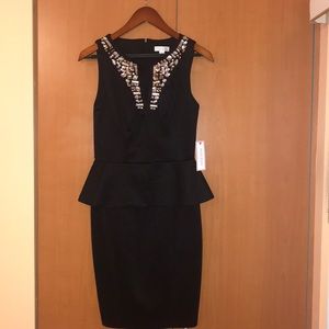 BISOU BISOU Black Dress with rhinestones. Size 6.